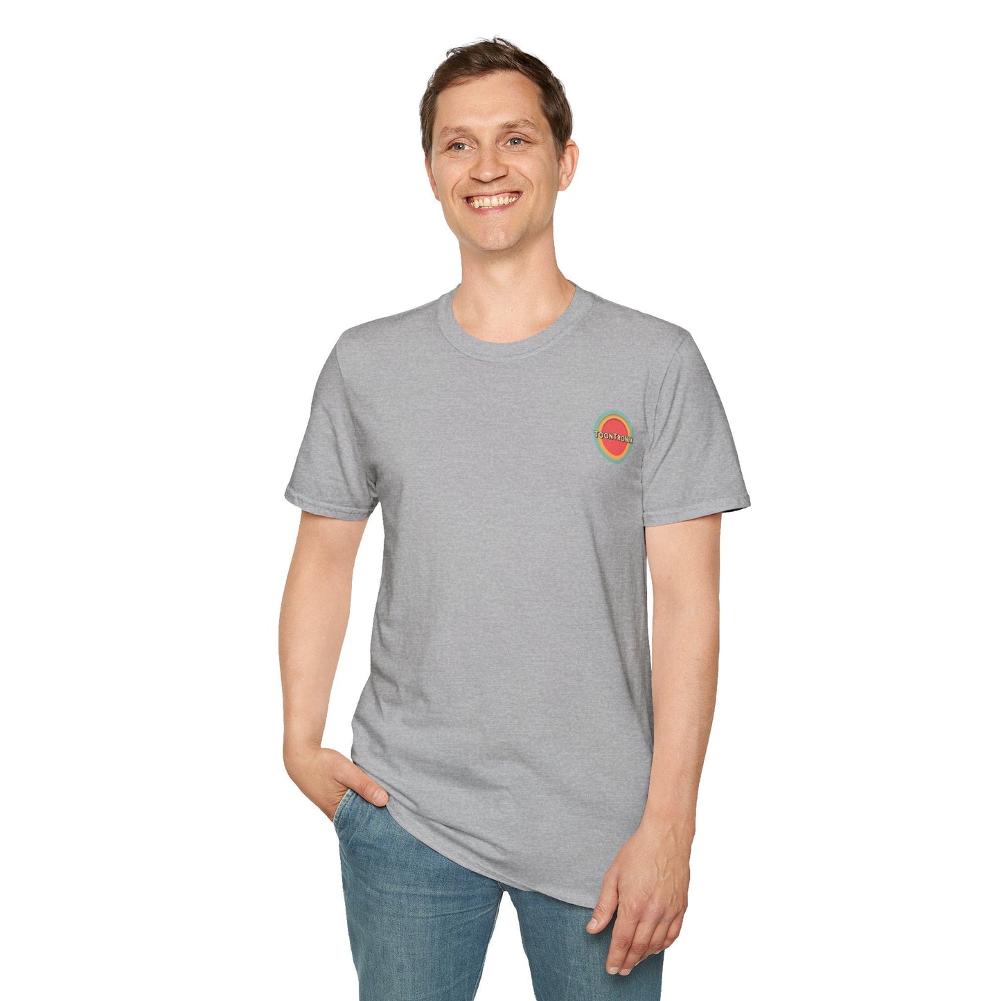 Toontronix Atomic Tv Tee with vintage cartoon design, crew neck, classic fit.