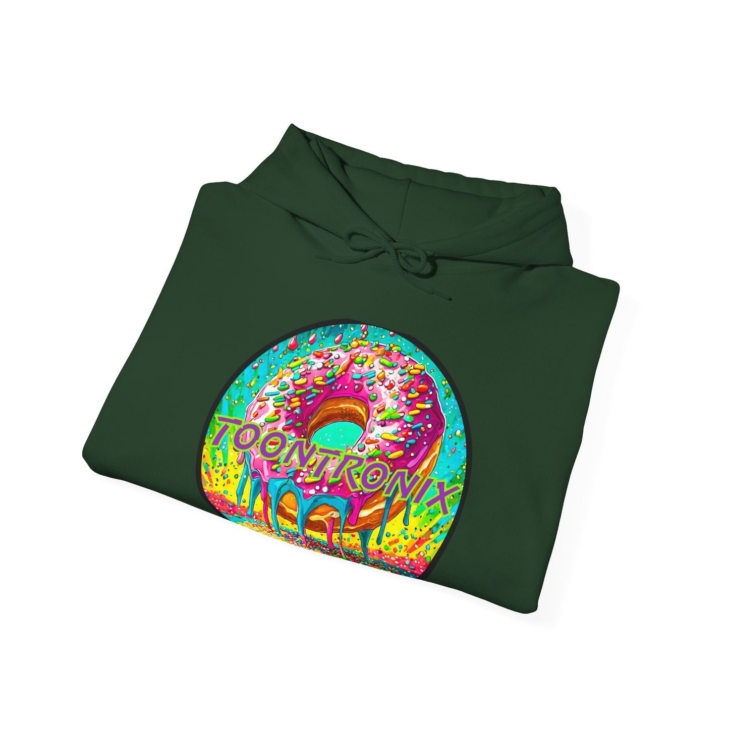 Toontronix Donut Hoodie - Unisex Heavy Blend™ Sweatshirt with vibrant donut design.