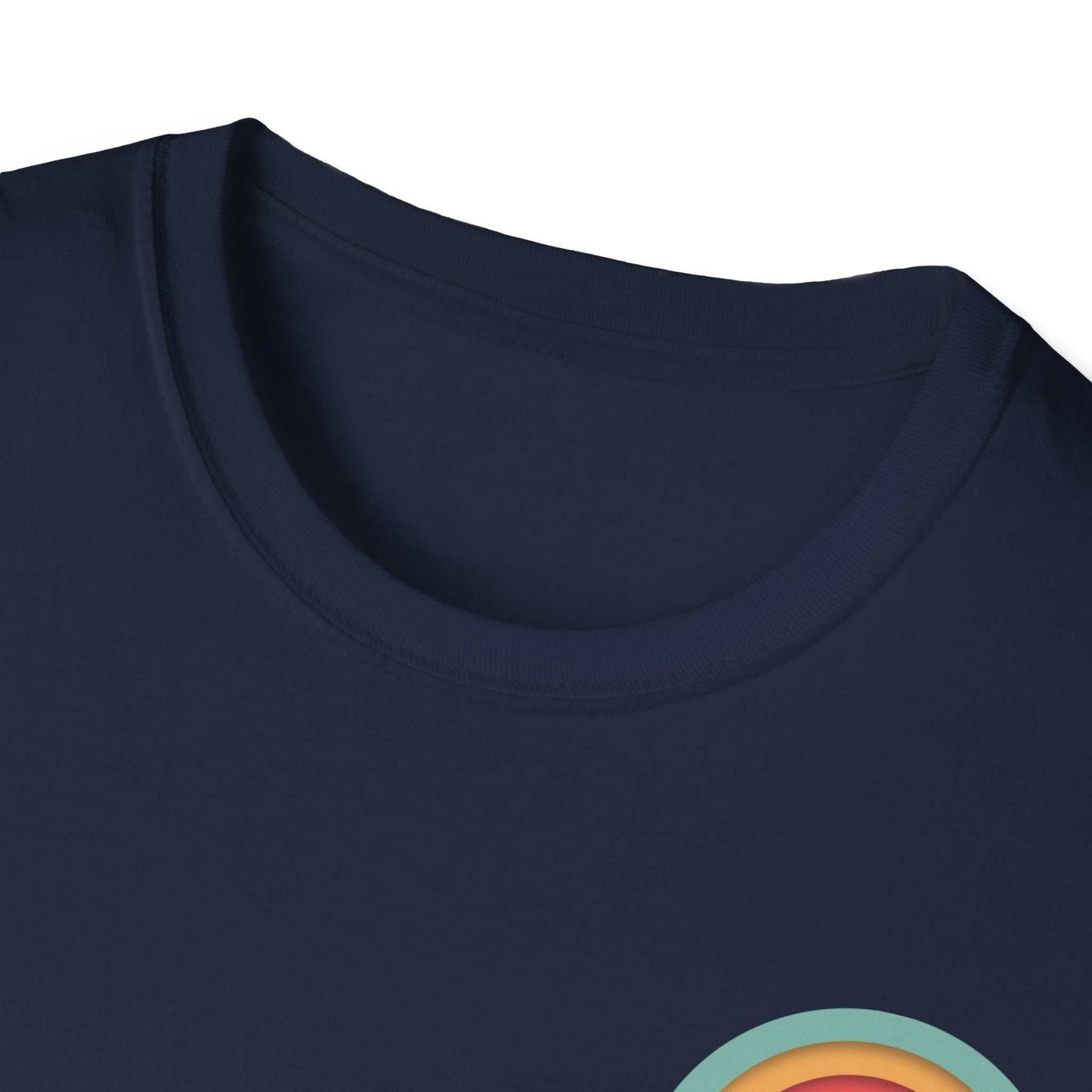 Toontronix Toons Logo Tee with ribbed collar, classic fit, navy color, close-up view.