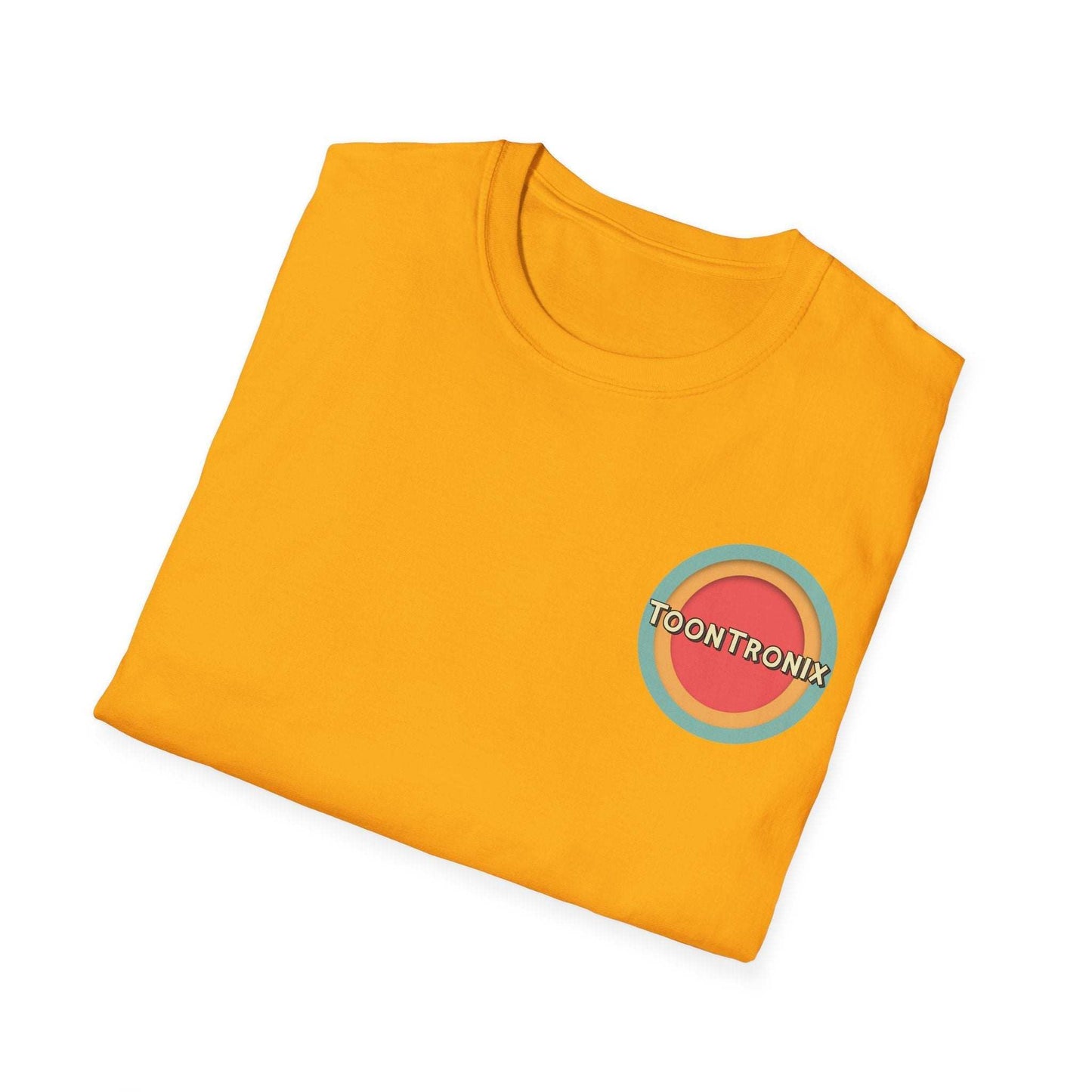 Yellow Toontronix Toons Logo Tee with classic fit and ribbed collar.