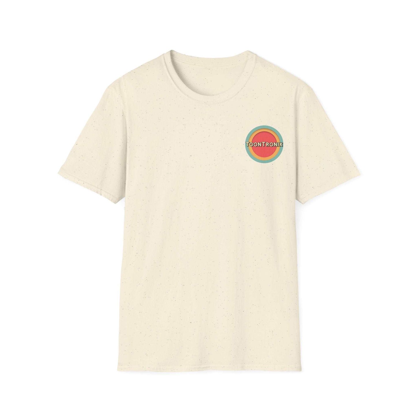 Unisex Toontronix Donut Tee with graphic print and ribbed collar.