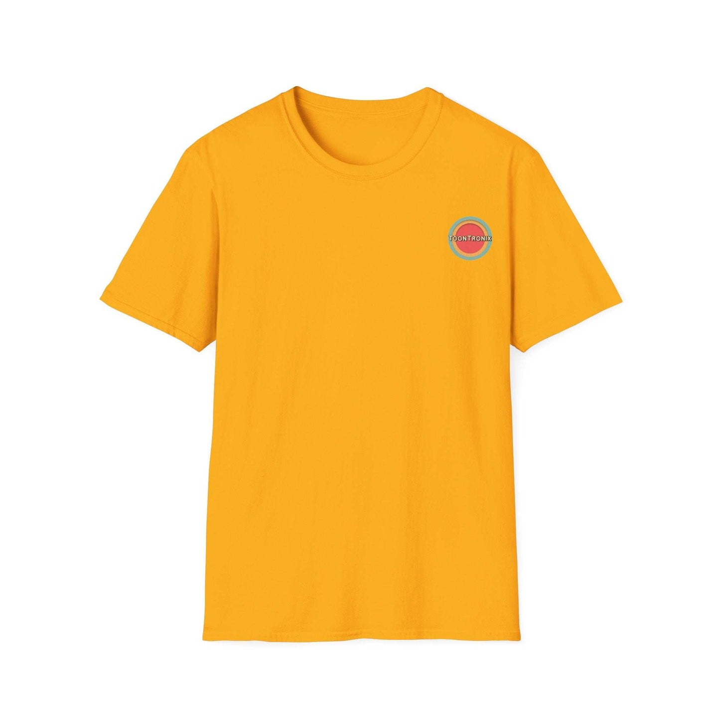 Toontronix Atomic Tv Tee in vibrant yellow with nostalgic vintage cartoon design.