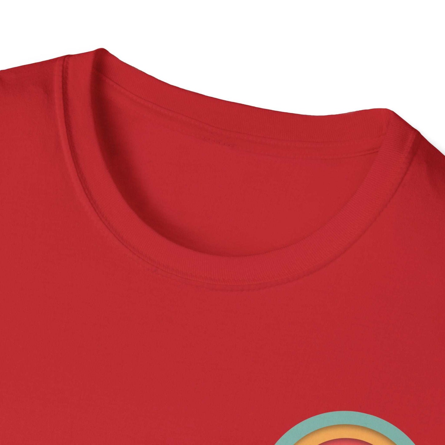 Red Toontronix Toons Logo Tee with ribbed collar and colorful logo graphic.