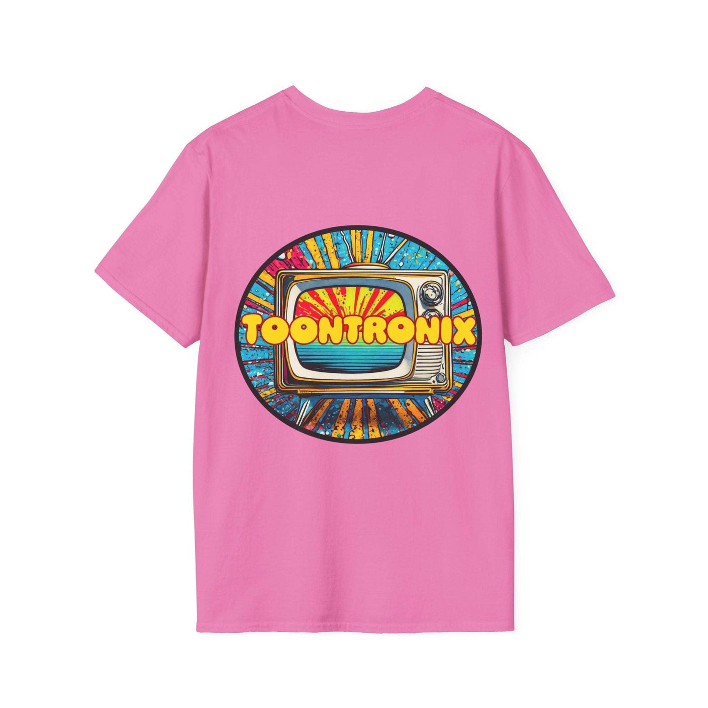 Unisex Toontronix Tv Tee with vibrant TV graphic on back.