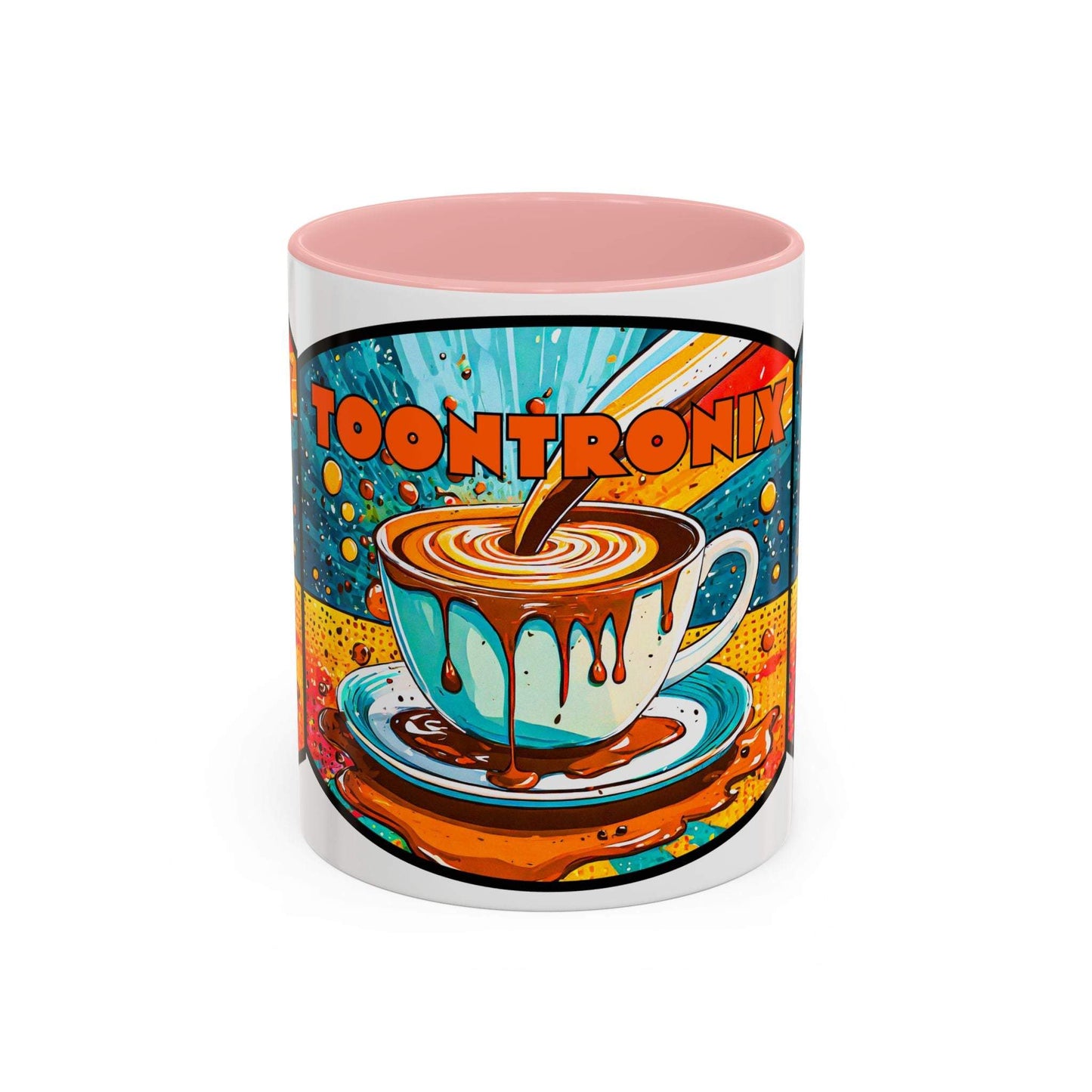 Vibrant Coffee Mug with Retro Art Design, Colorful Ceramic Cup
