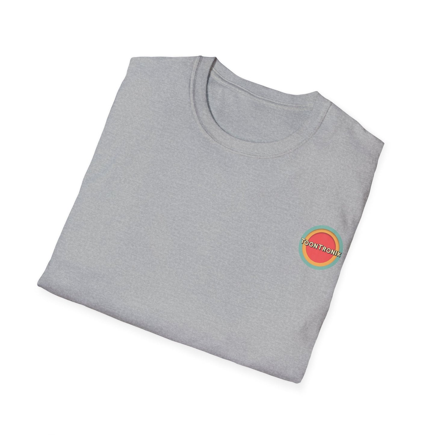 Toontronix Atomic Tv Tee folded in grey with retro design.