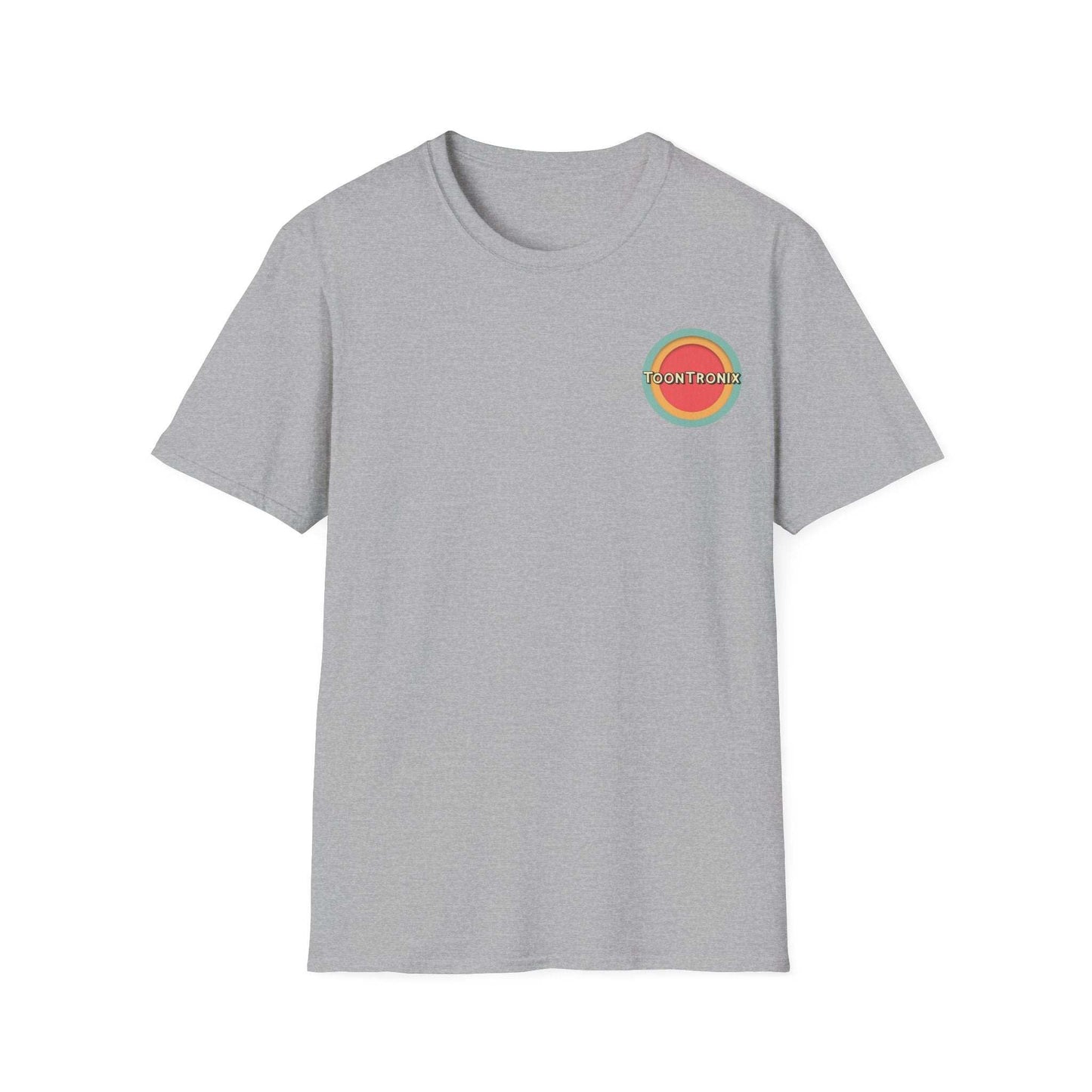 Toontronix Tv Tee Unisex Shirt with ribbed collar in gray, perfect for fans of Toontronix Toons.