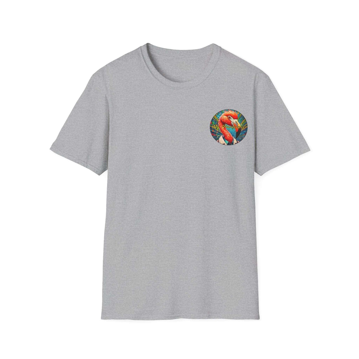 Unisex "Dr. Flamingoz" T-shirt with a fun summer design, ideal for casual beachwear.