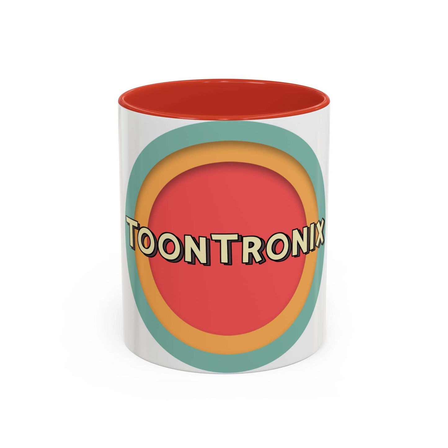 Toontronix Coffee Mug with vibrant colored interior and handle, crafted from durable white ceramic.
