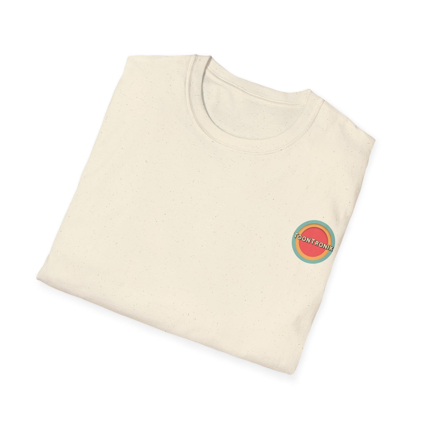 Toontronix Atomic Tv Tee featuring a vintage cartoon design on folded white cotton t-shirt.