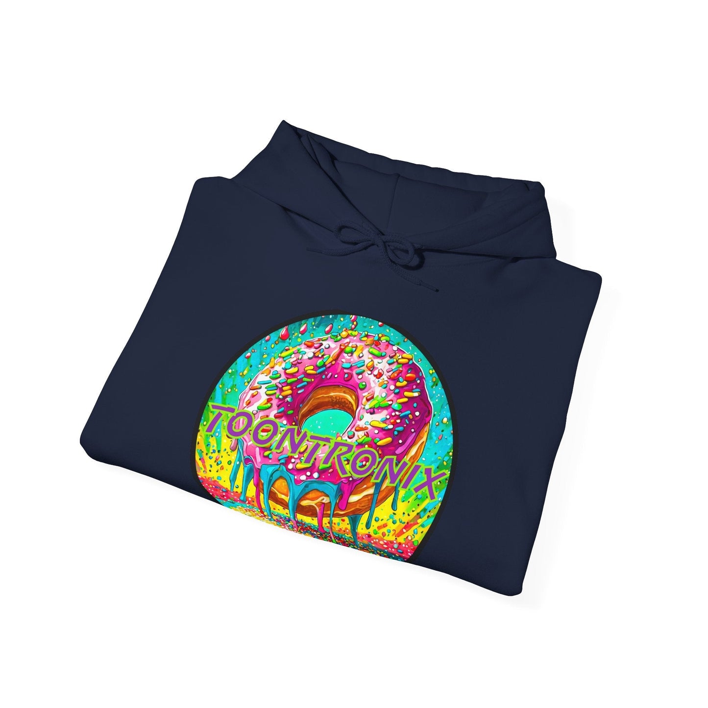 Toontronix Donut Hoodie - Unisex Heavy Blend™ Sweatshirt with vibrant donut design and cozy fit.