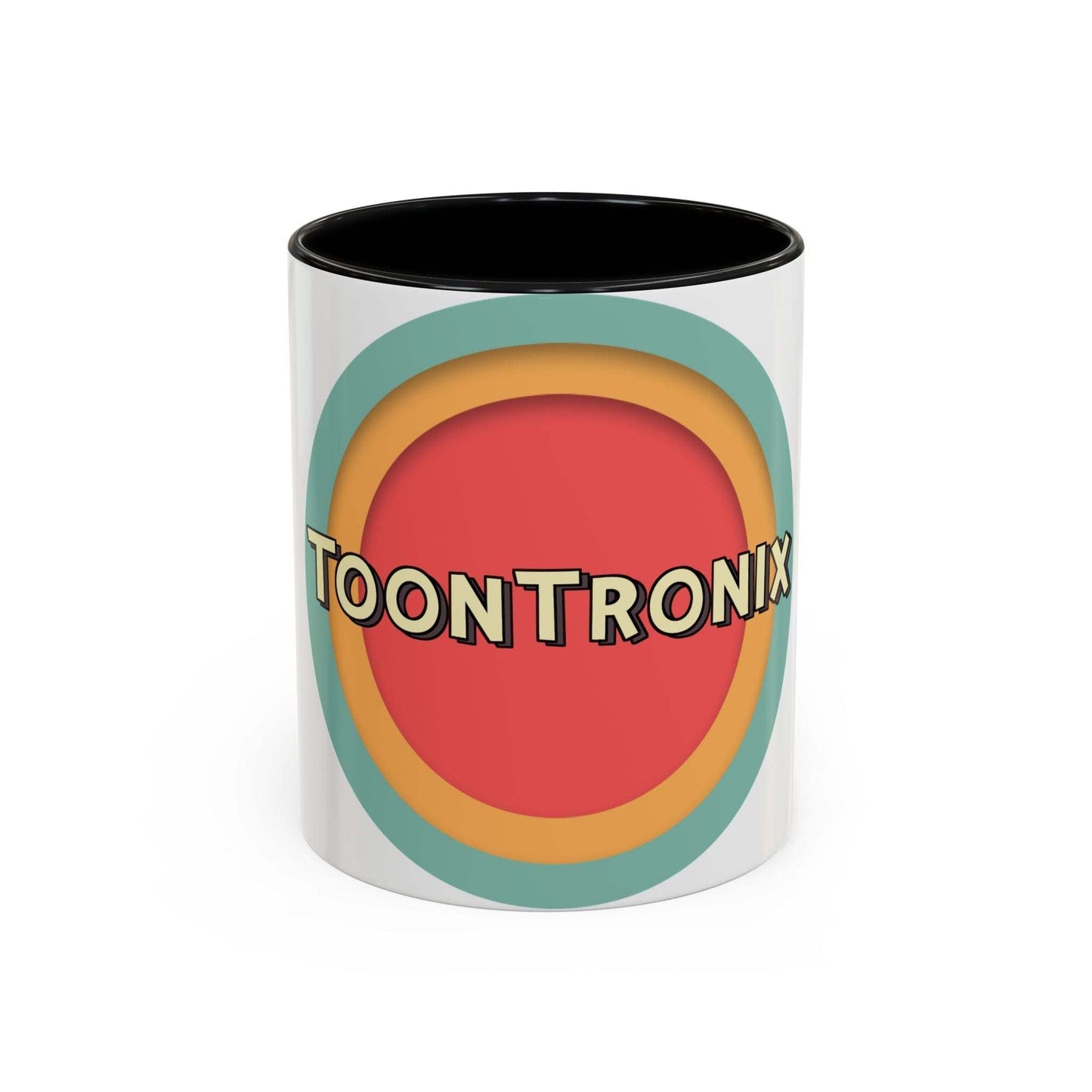 Toontronix Coffee Mug with colorful interior and handle, ceramic, 11oz/15oz.