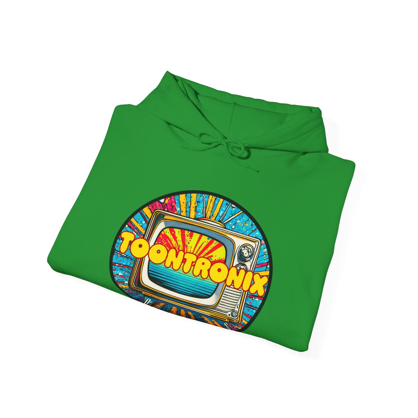 Unisex Toontronix TV Hoodie - Heavy Blend™ Sweatshirt with vibrant design and kangaroo pocket.