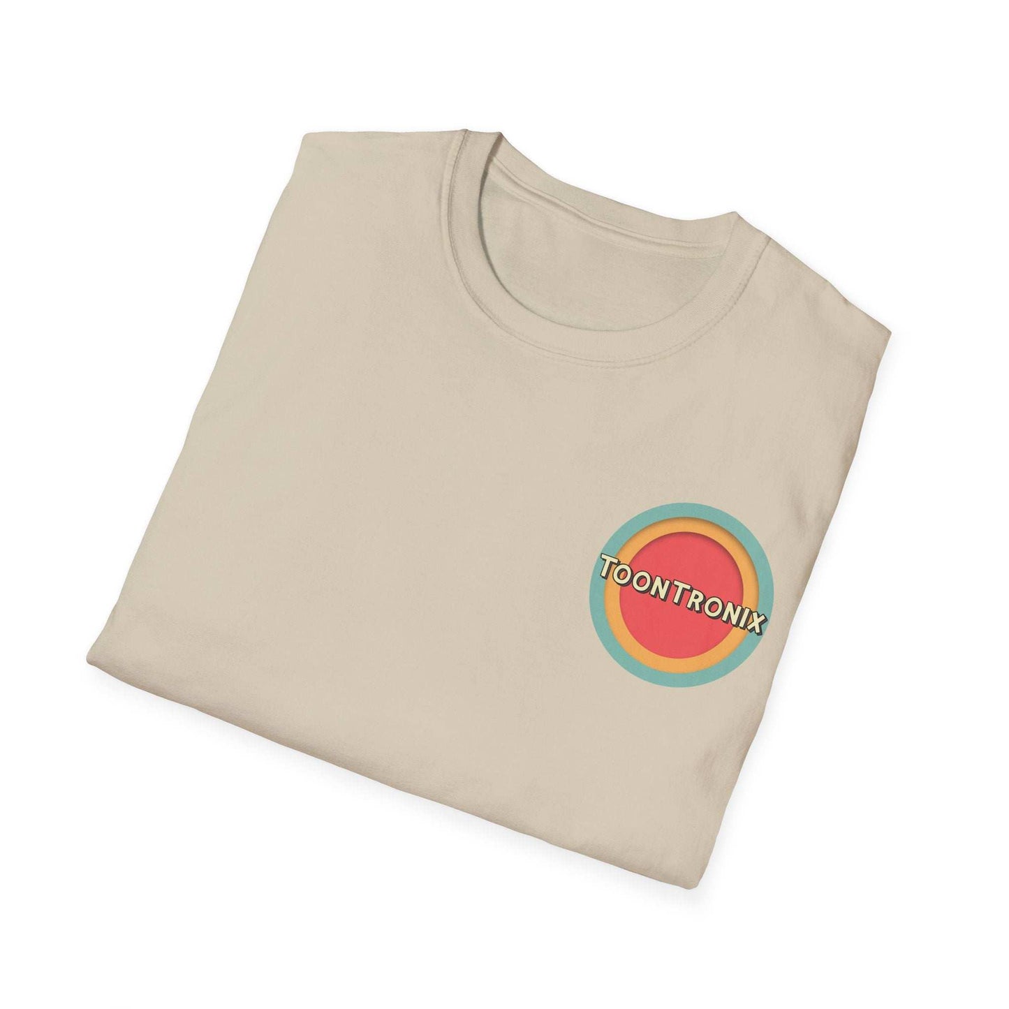 Toontronix Toons Logo Tee with ribbed collar and logo design, perfect for animated character fans.