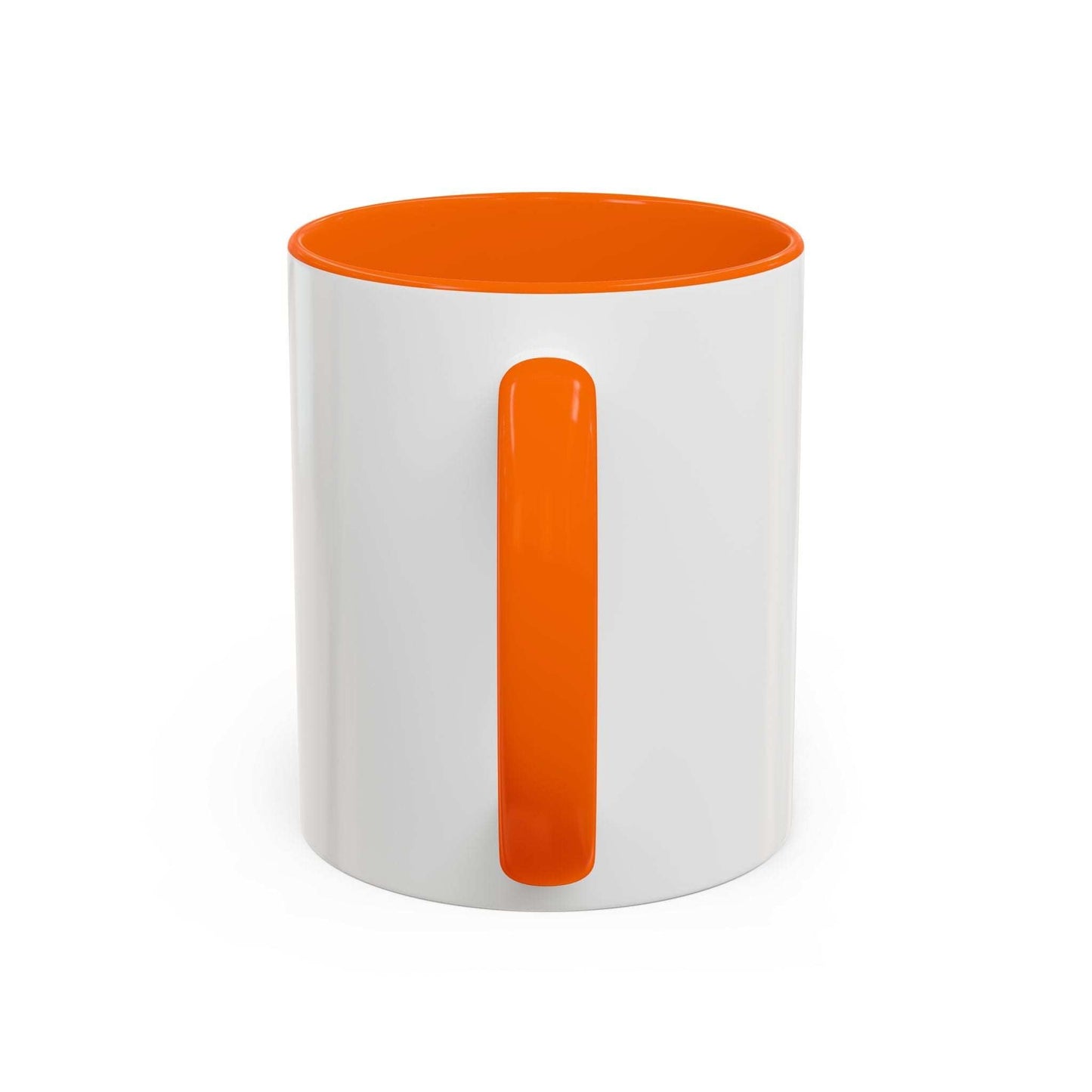 Toontronix Coffee Mug with orange interior and handle, white ceramic, 15oz, stylish accent design.