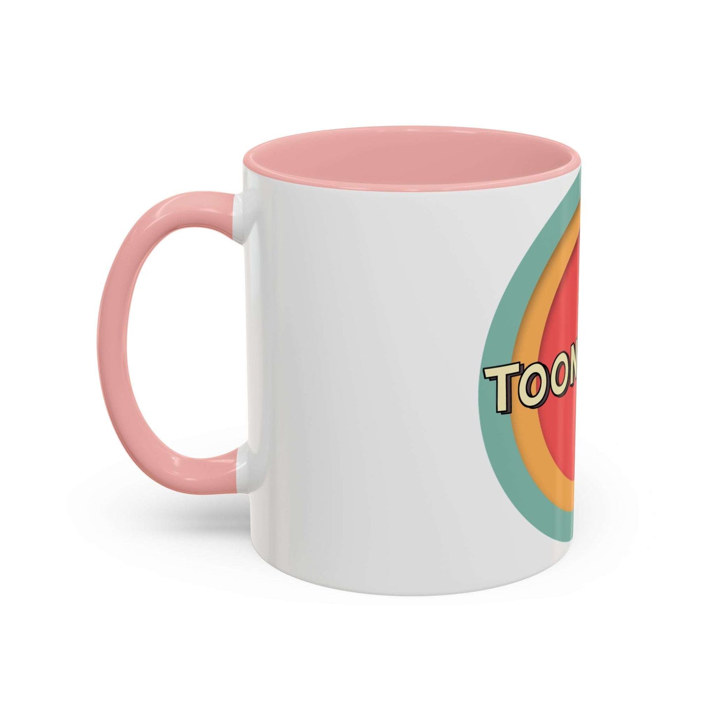 Toontronix Coffee Mug with colored interior and handle, durable ceramic, microwave and dishwasher safe.