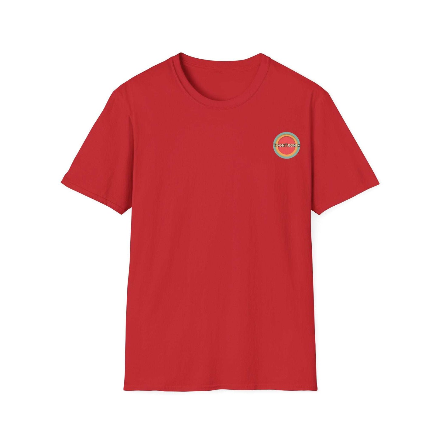 Toontronix Atomic Tv Tee, red t-shirt with a playful vintage cartoon design for a nostalgic vibe.