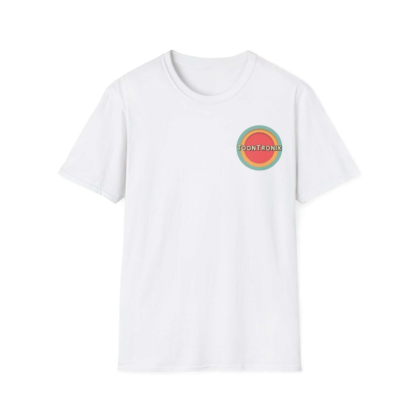 Toontronix Toons Logo Tee, classic fit cotton shirt with ribbed collar, perfect for animation fans.