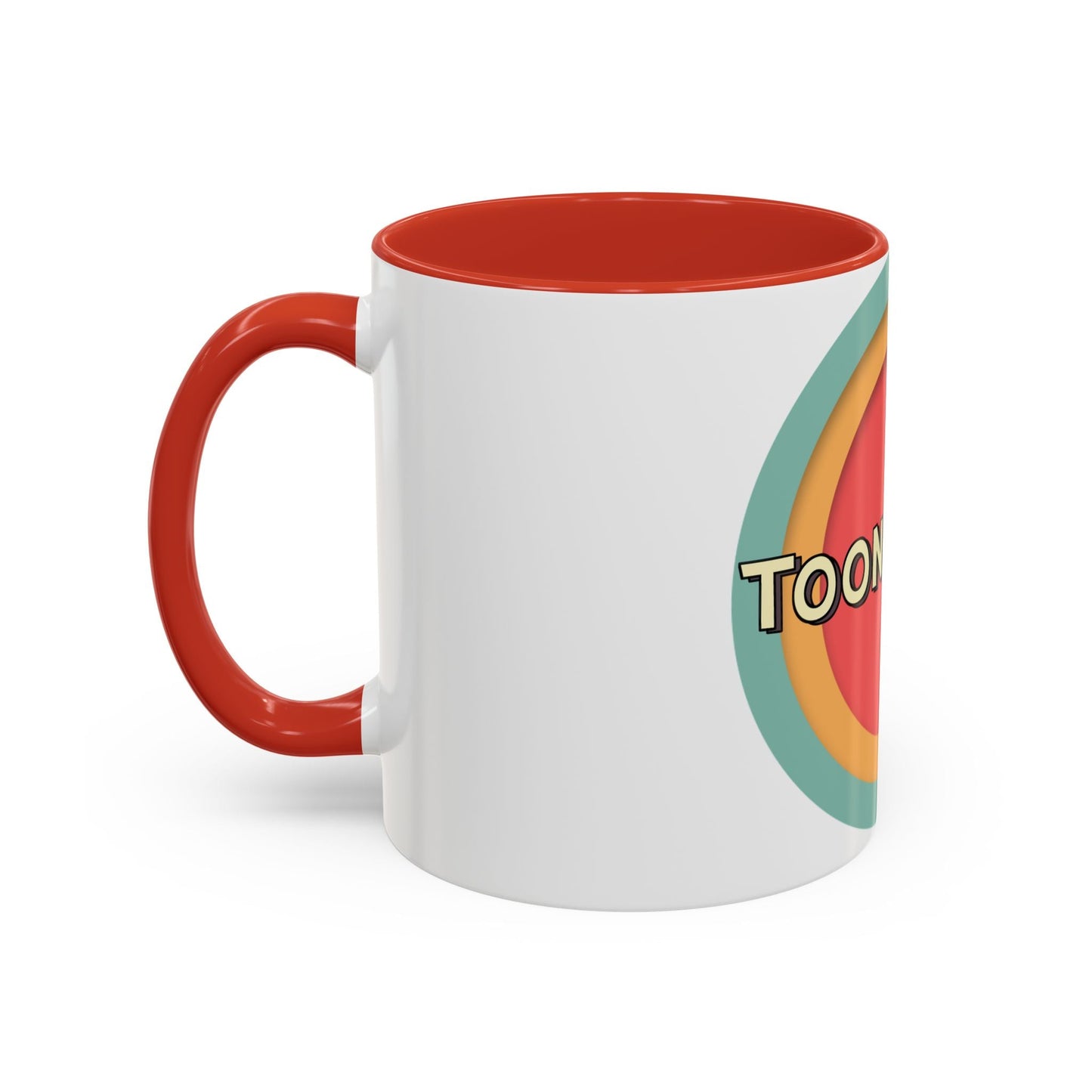 Toontronix Coffee Mug with red interior and handle, white ceramic, and vibrant design.