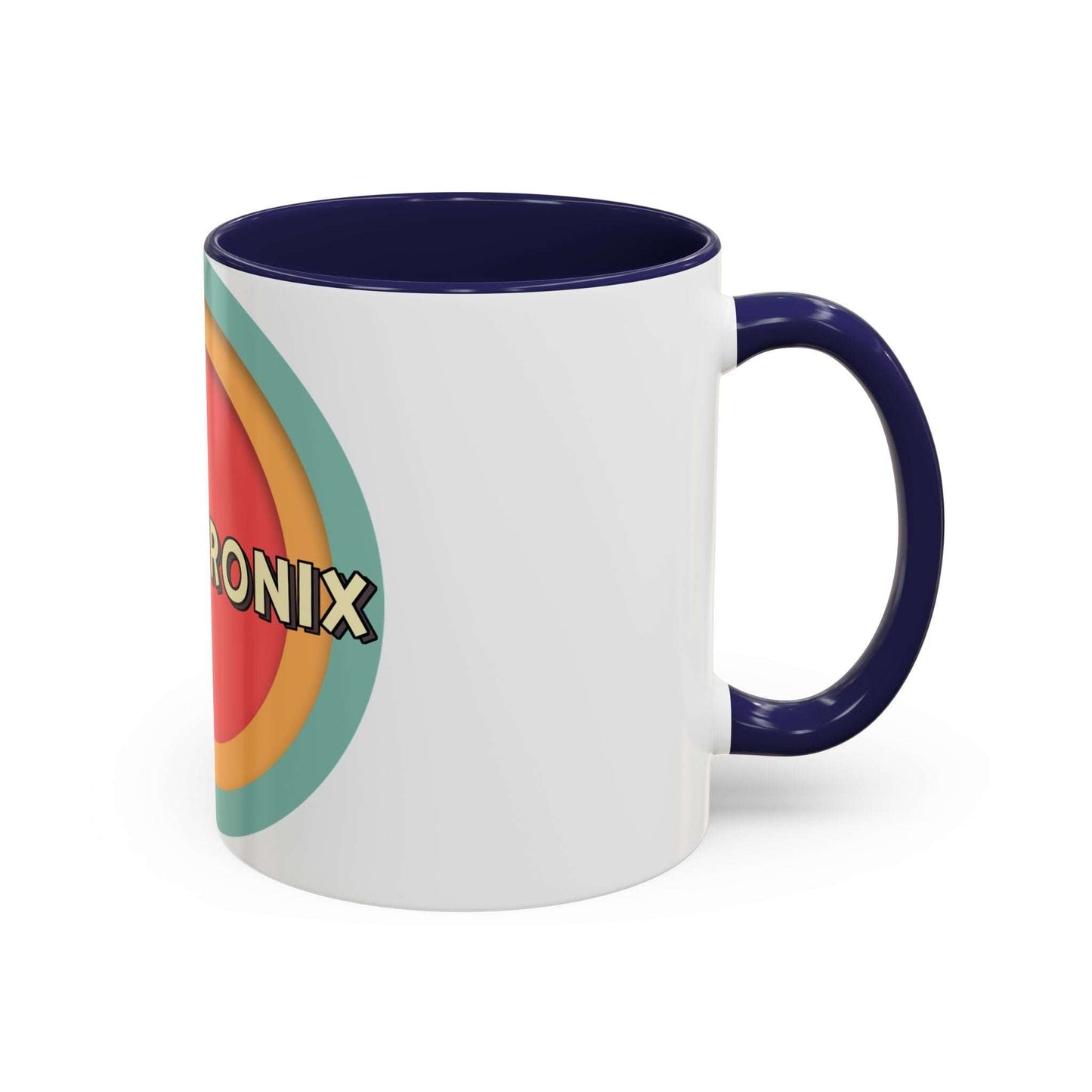 Toontronix Coffee Mug with colored interior, white ceramic, vibrant design.