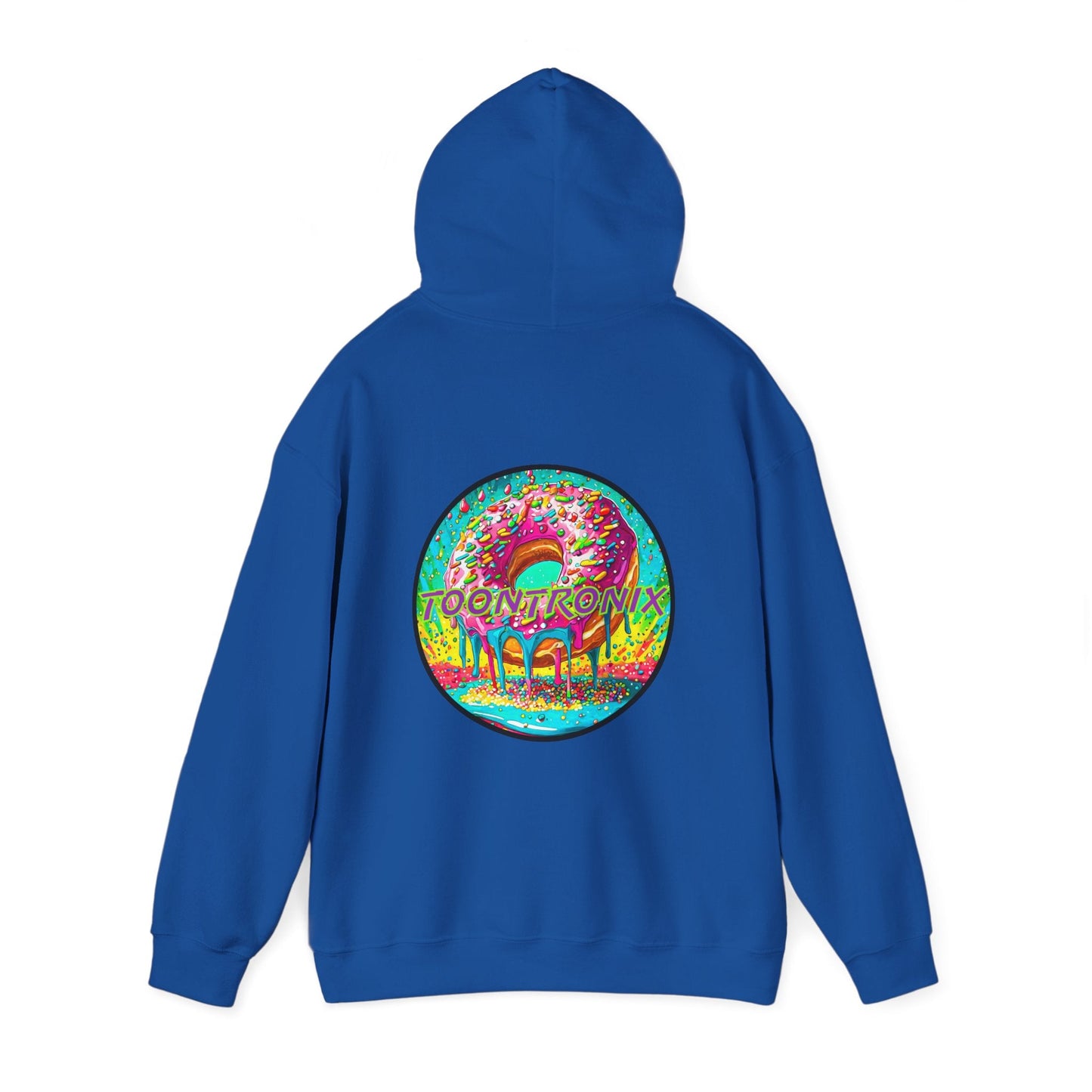Toontronix Donut Hoodie - Unisex Heavy Blend™ Sweatshirt with vibrant design and adjustable drawstring.