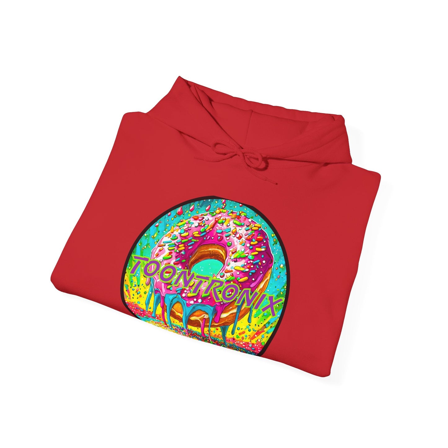 Toontronix Donut Hoodie - Unisex Heavy Blend™ sweatshirt with vibrant donut graphic.