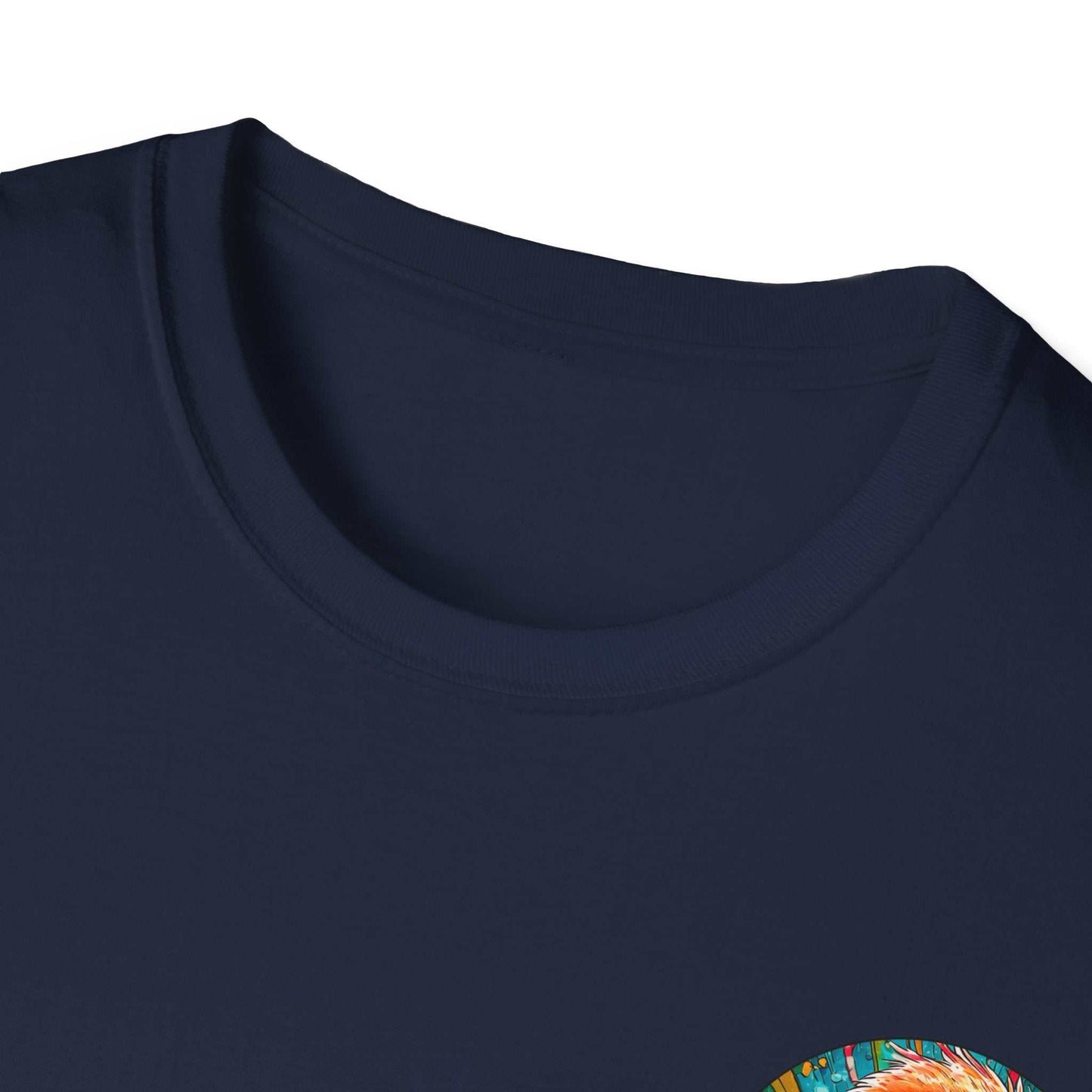 Dr. Flamingoz unisex t-shirt with vibrant tropical design, classic fit, ribbed collar.