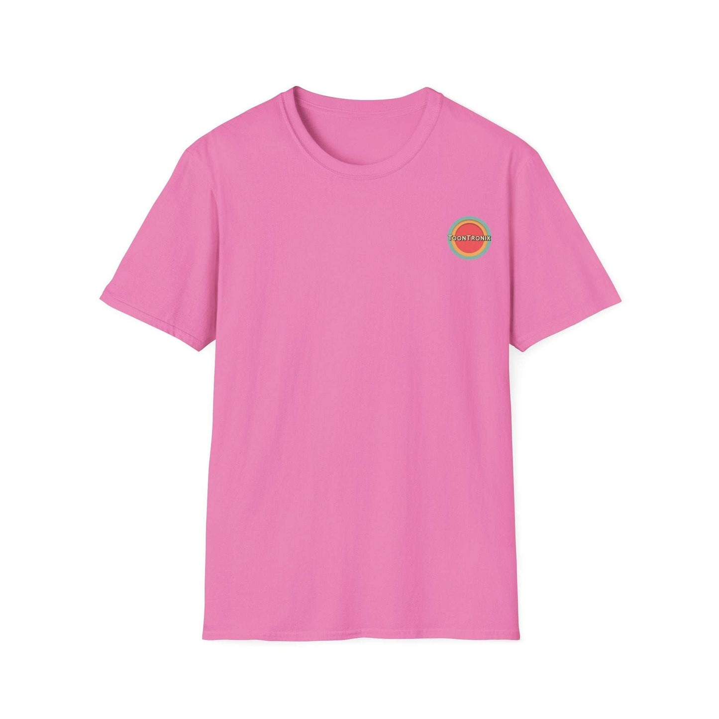 Pink Toontronix Atomic Tv Tee with retro cartoon design and classic crew neckline.