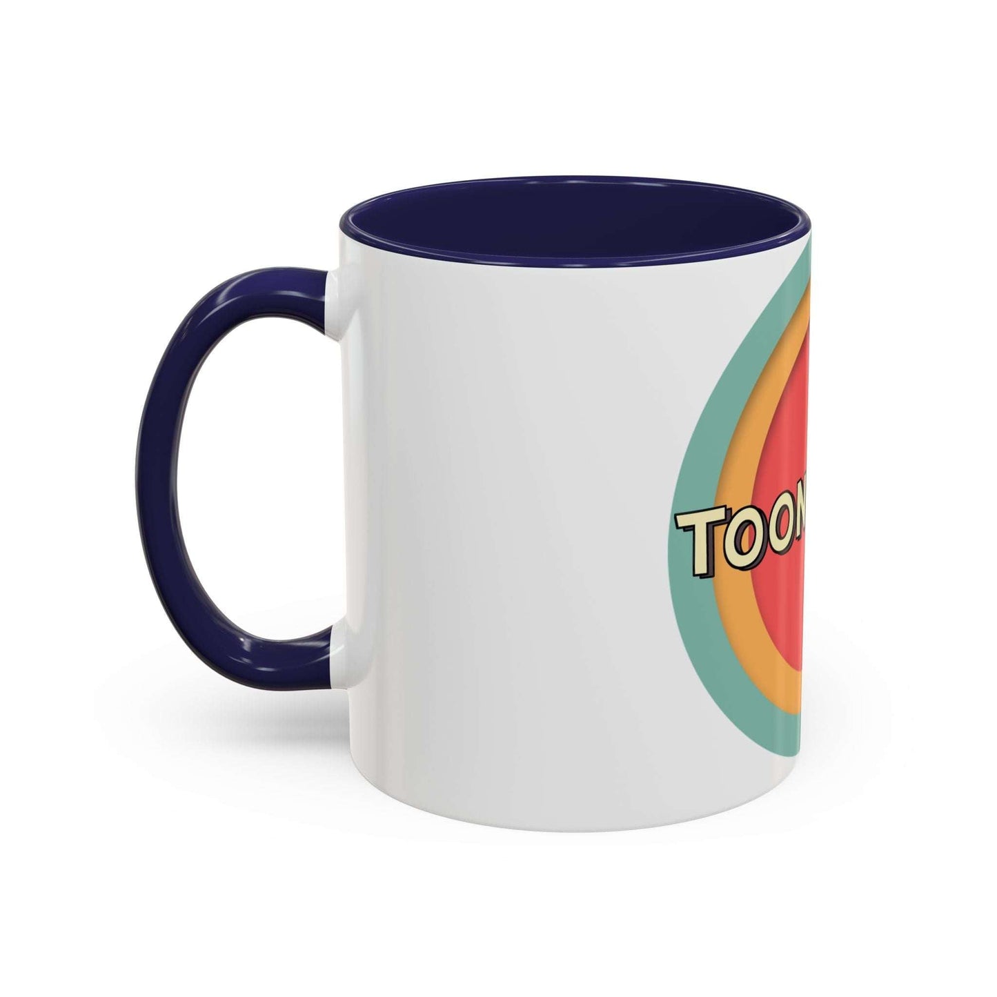 Toontronix Coffee Mug with colorful interior and handle, durable white ceramic, perfect for beverages.