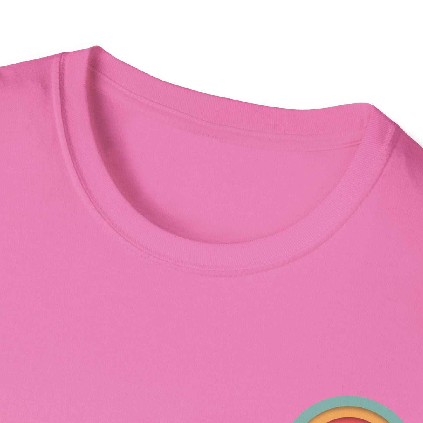 Pink Toontronix Donut Tee Unisex Shirt with ribbed collar.