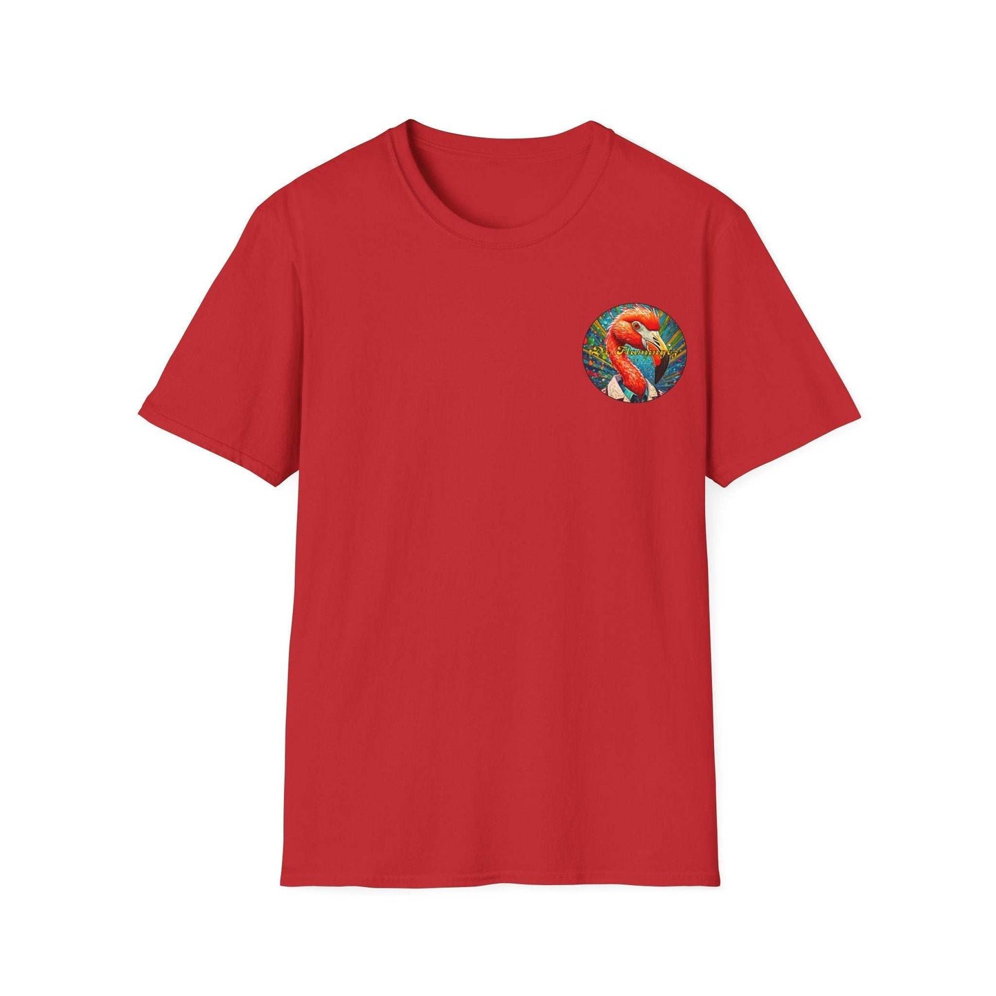 Vibrant Dr. Flamingoz unisex t-shirt featuring work, people, nah I'm good fun summer design, ideal for casual beachwear and vacation wear.