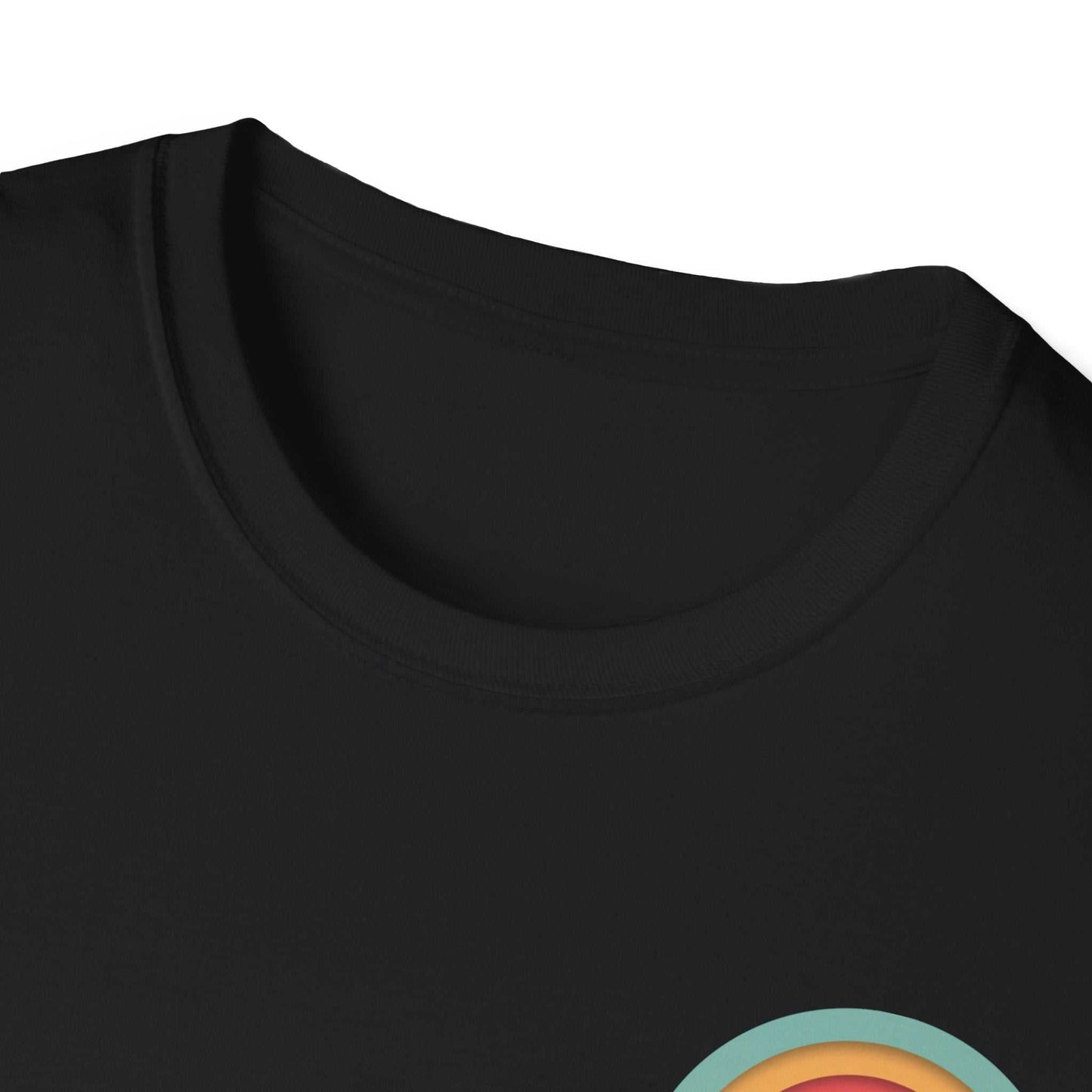 Toontronix Toons Logo Tee with ribbed collar on black fabric.