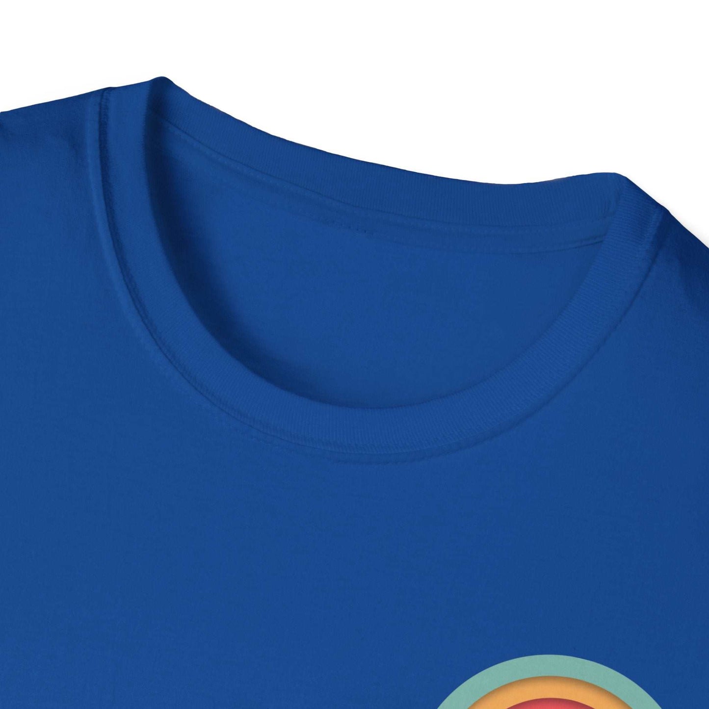 Blue Toontronix Toons Logo Tee with ribbed collar, featuring colorful logo design.