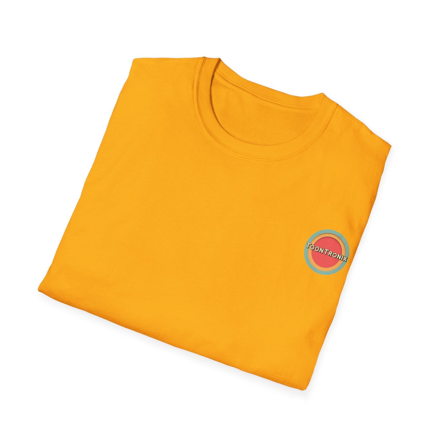 Vintage cartoon-inspired Toontronix Atomic Tv Tee in vibrant yellow with a crew neckline, made from 100% ring-spun cotton.