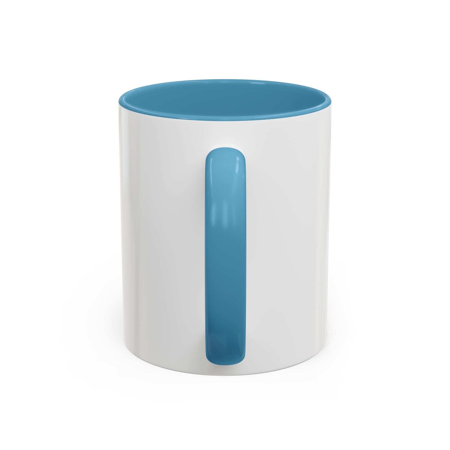 Toontronix Coffee Mug with colored handle and interior, white ceramic, microwave and dishwasher safe, available in 11oz and 15oz sizes.
