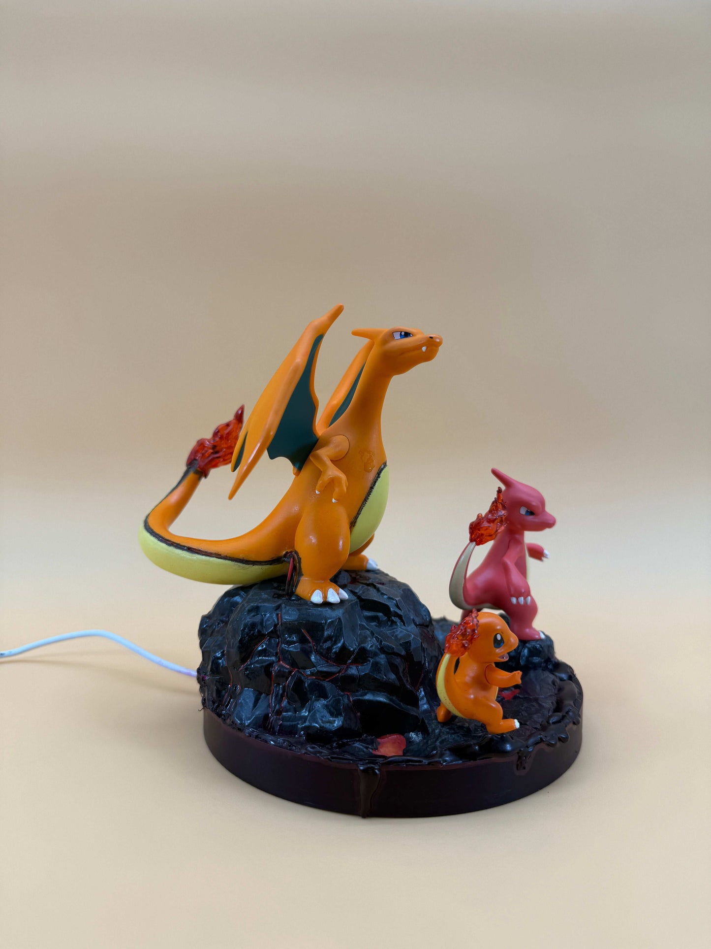 6" Charizard Charmeleon Charmander round statue USB desk lamp with built-in cord.