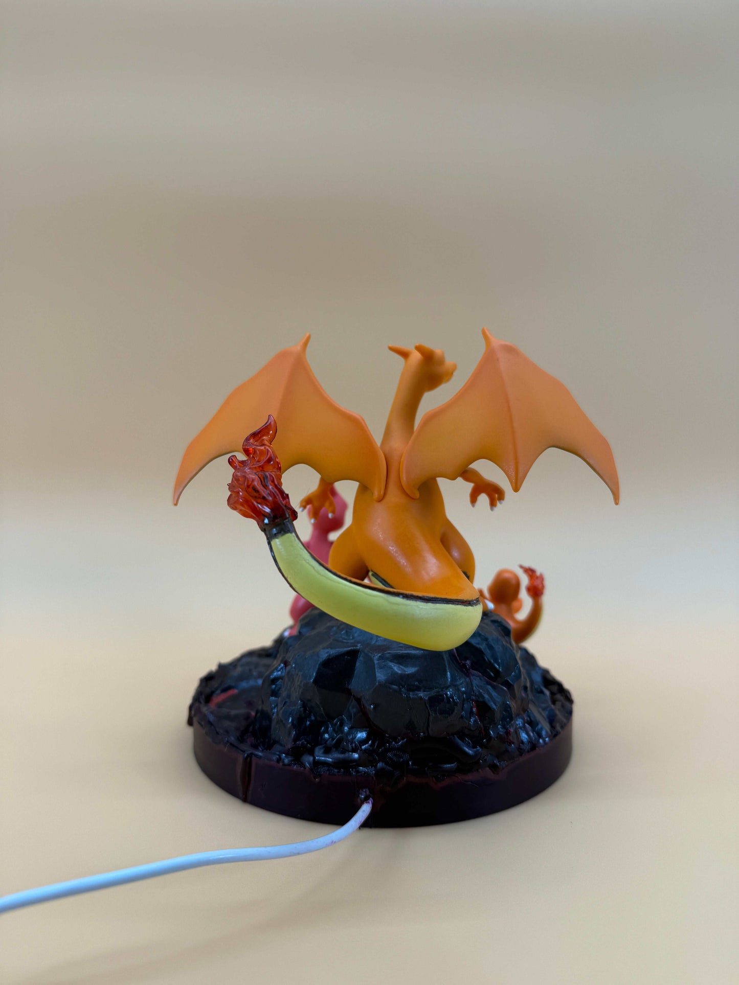 6" Charizard Charmeleon Charmander statue desk lamp with USB cord.