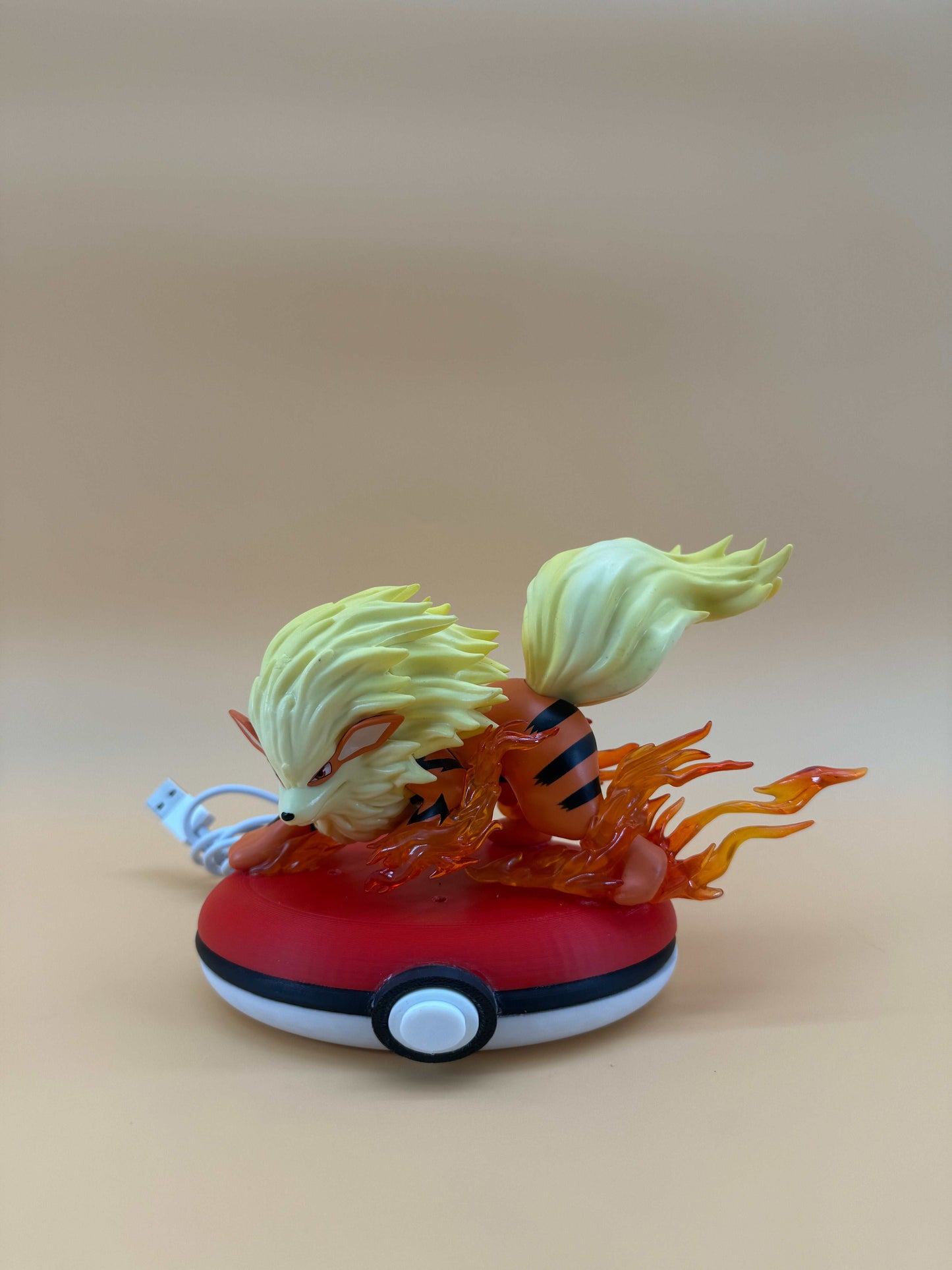 Arcanine Pokeball Stand USB Desk Lamp Light with built-in cord and free gifts.