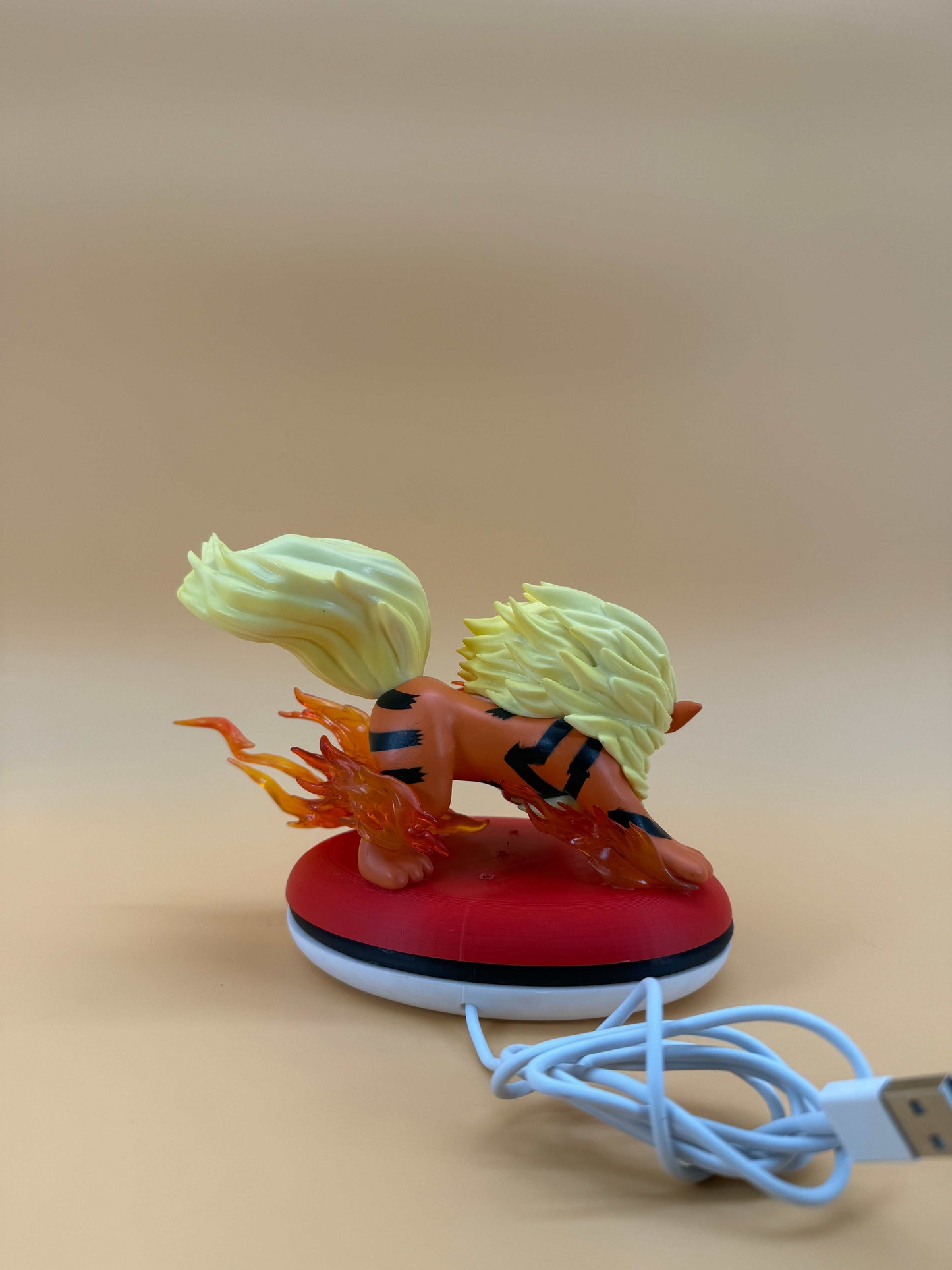 Arcanine Pokeball Stand Desk Lamp with USB cord, limited edition statue.
