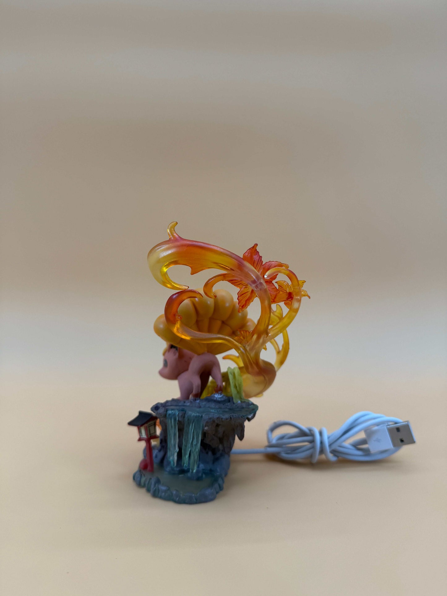 5" Vulpix Statue Pokemon USB Desk Lamp Light with built-in USB cord.