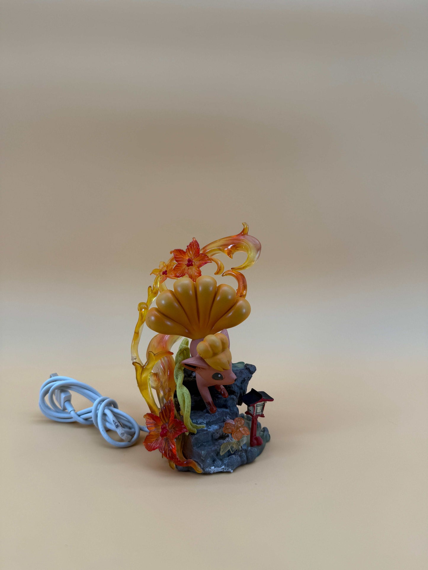 5" Vulpix Statue Pokemon USB Desk Lamp Light with built-in USB cord.