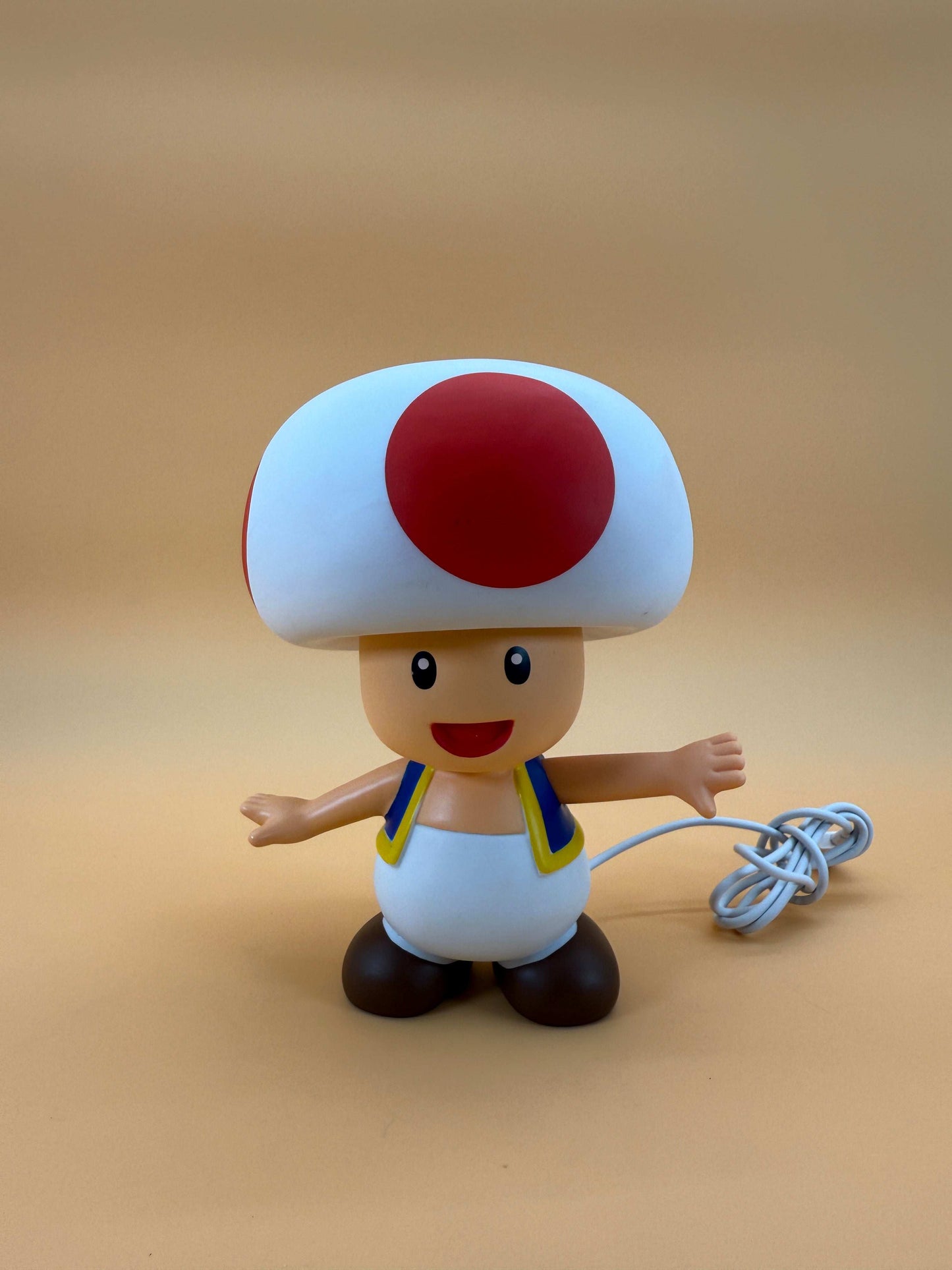 6" Nintendo Toad Statue USB Desk Lamp Light with built-in USB cord, ideal for adding a touch of magic to any space.