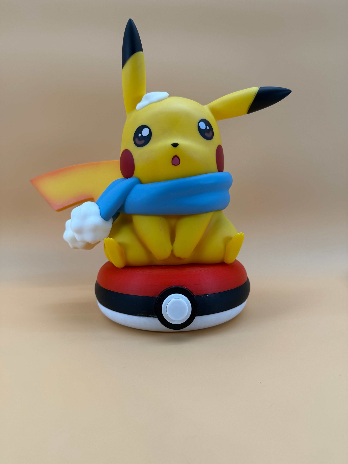 Winter Pikachu Pokeball desk lamp with USB, featuring Pikachu in a festive design, perfect for adding a magical touch to any space.