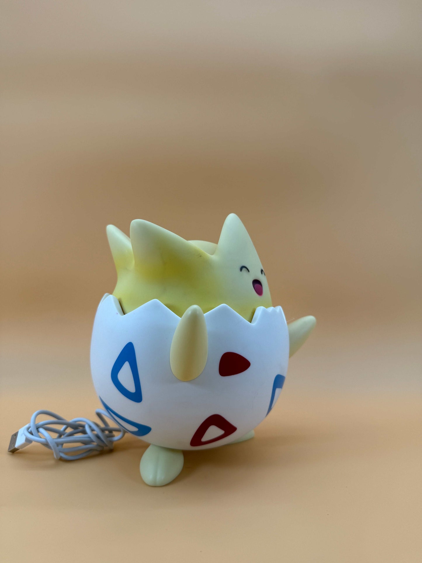 7" Togepi Statue Pokemon USB Desk Lamp with built-in cord, unique decor.
