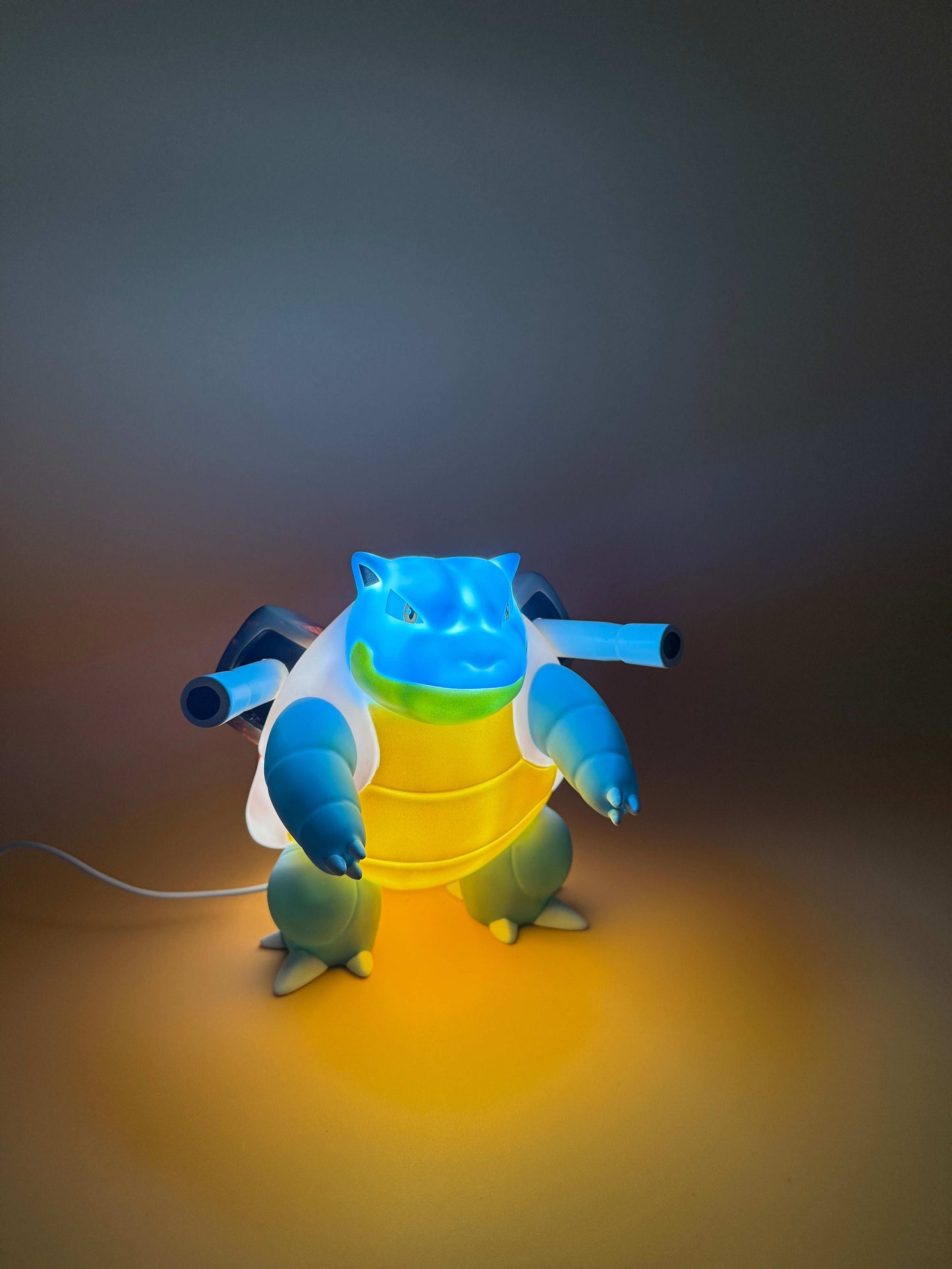 7" Blastoise Statue USB Desk Lamp with Built-in Cord, Illuminated Pokémon Light.