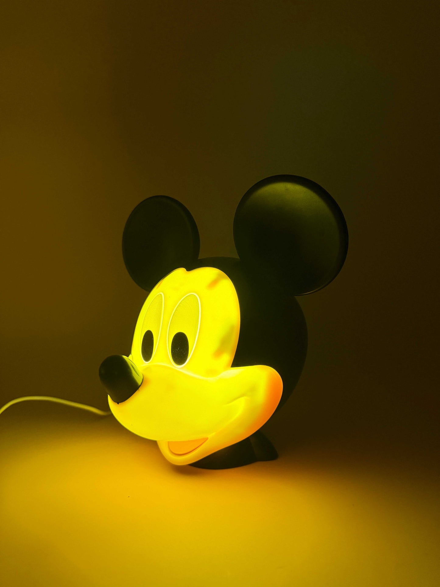 6" Mickey Mouse statue USB desk lamp with glowing face and built-in USB cord.