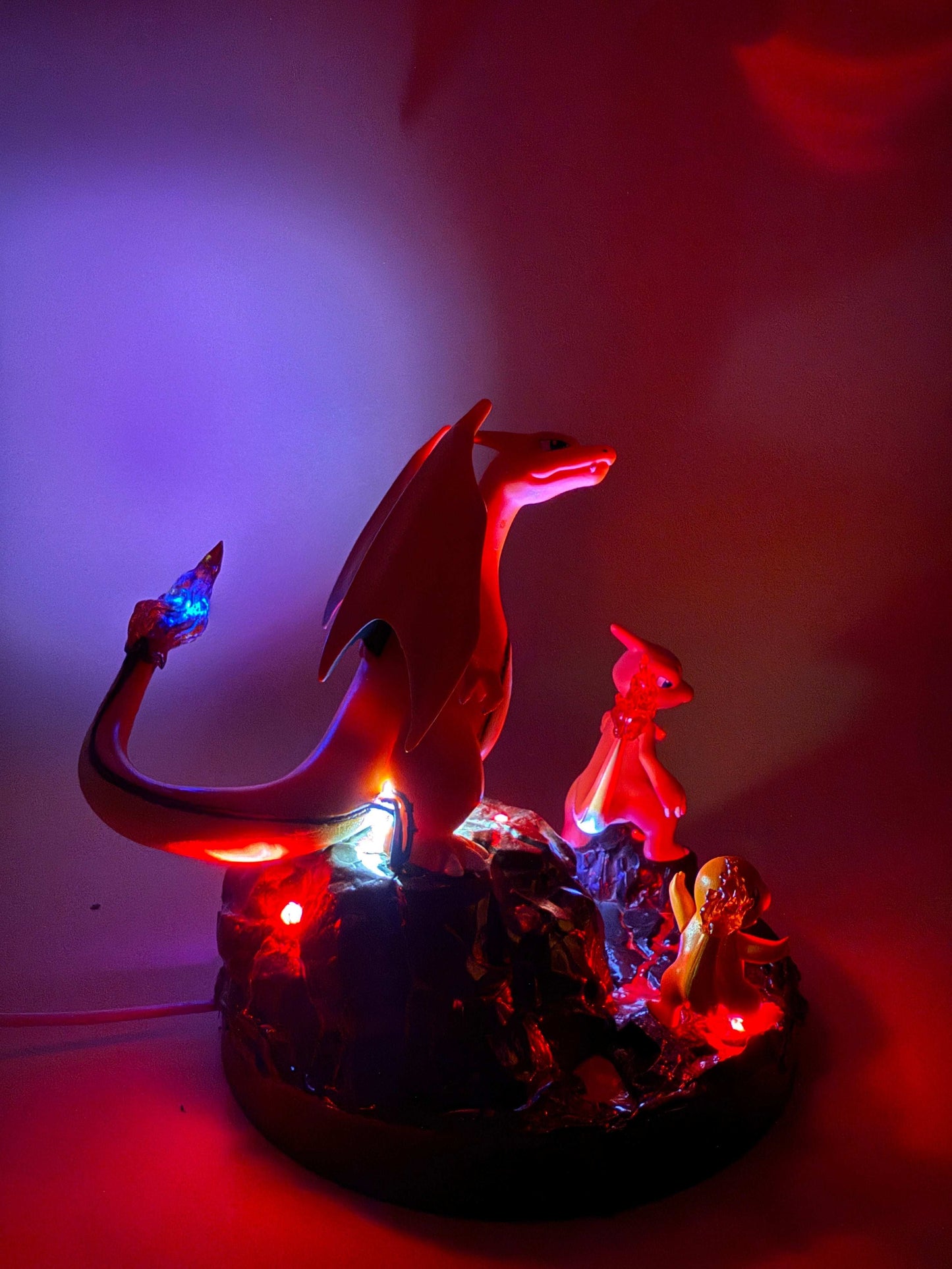 6" Charizard Charmeleon Charmander round desk lamp with USB, glowing in the dark.