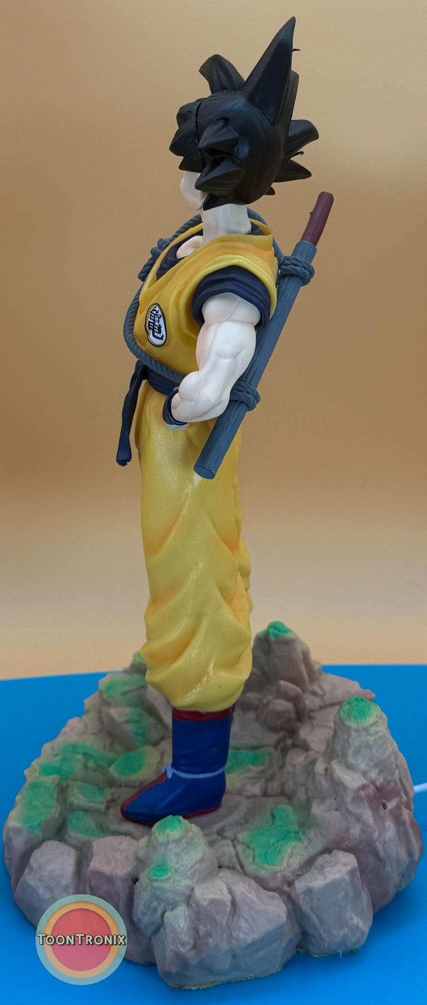 12" 1 FT Goku Statue Dragonball Z USB desk lamp figure standing on rocky base in yellow outfit