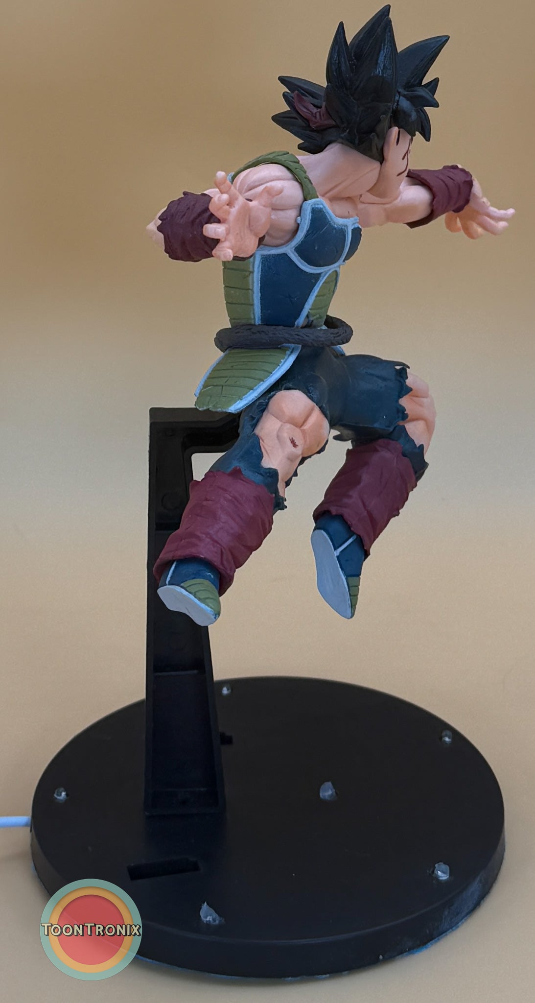 9" Dragonball Z Bardock Statue desk lamp with built-in USB cord on black circular base
