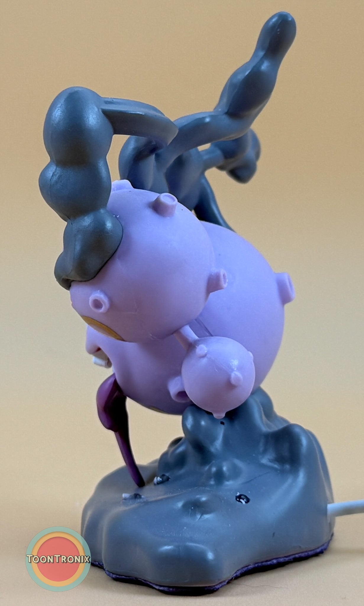 4" Koffing Pokemon statue USB desk lamp with purple and black design on gray base